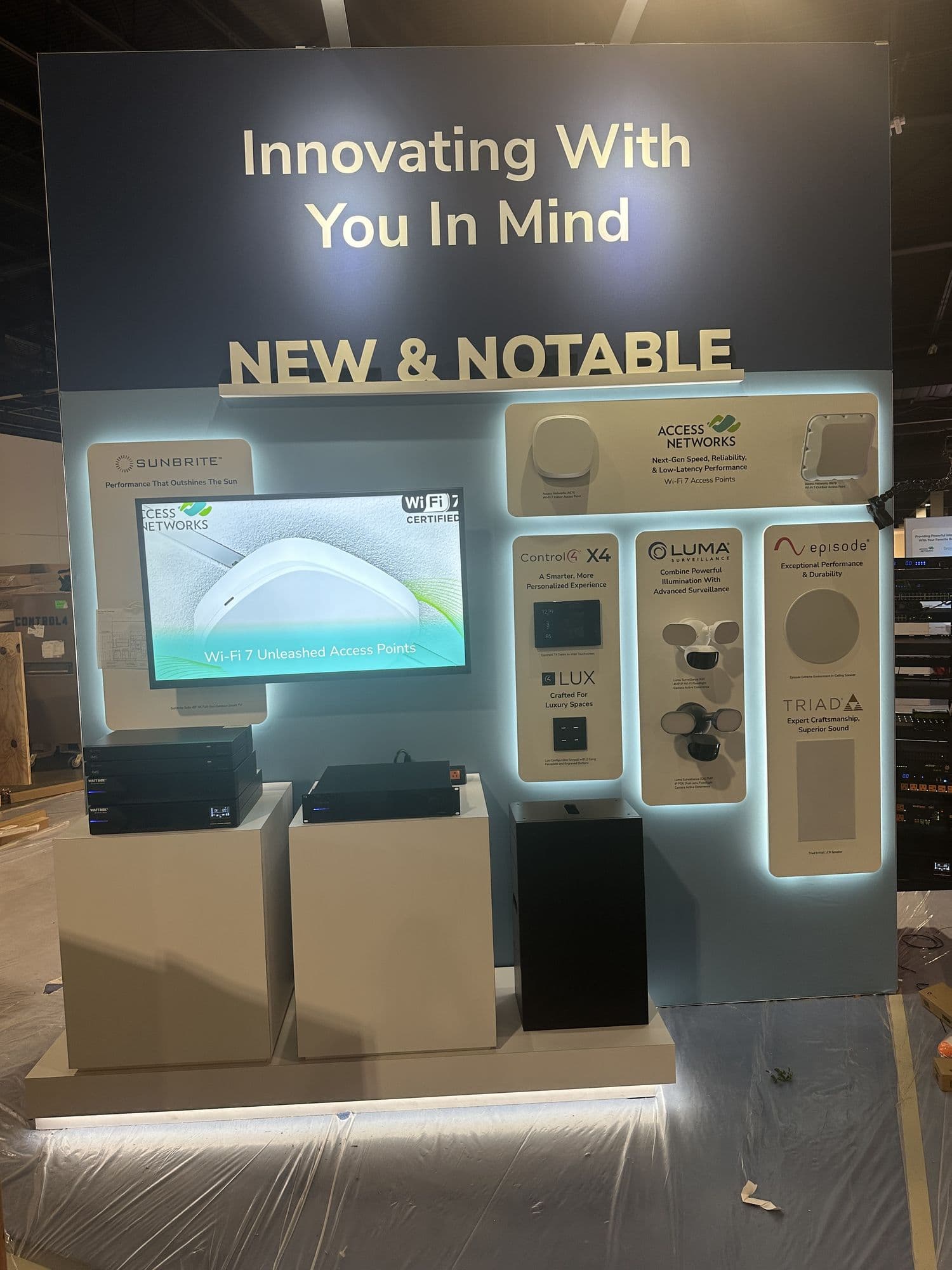 A product showcase display at a trade show