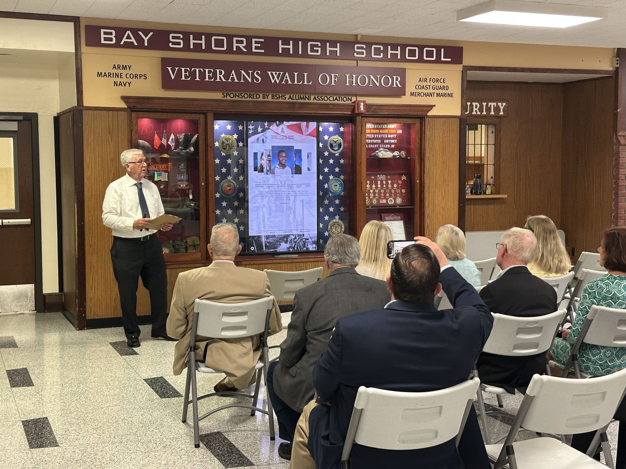The Veterans Wall of Honor display during a ceremony