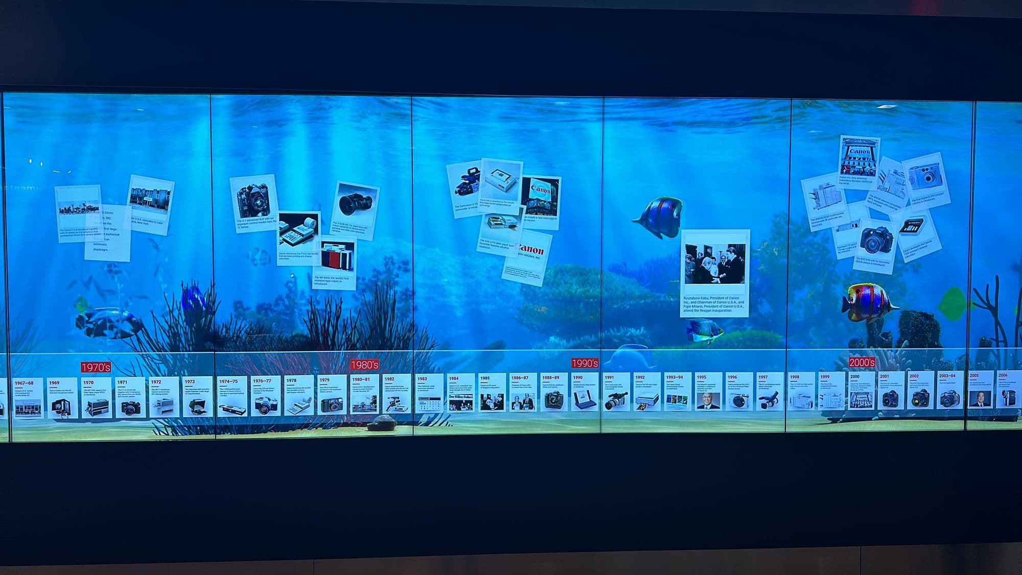 Detail of the interactive History of Canon wall content